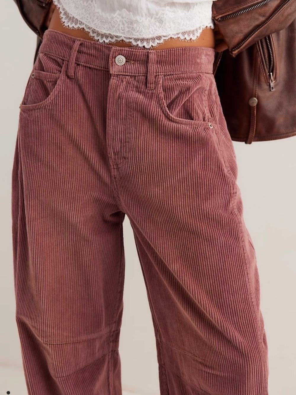 NWT Free People Good Luck Mid-Rise Barrel Corduroy Pants, Size 29/US 8